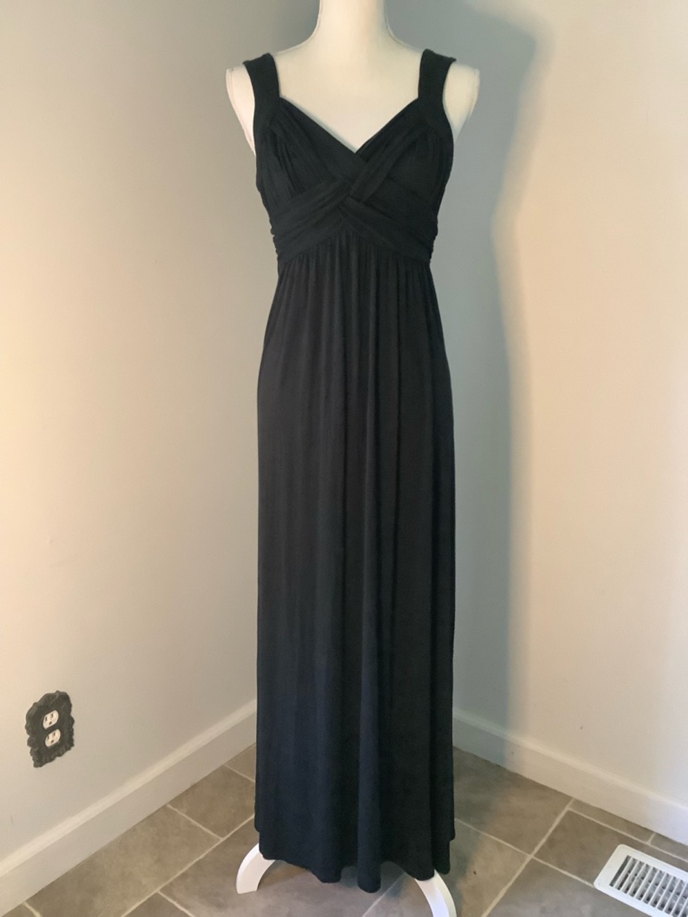 New York & Company Black Maxi Dress with Twisted Bodice
